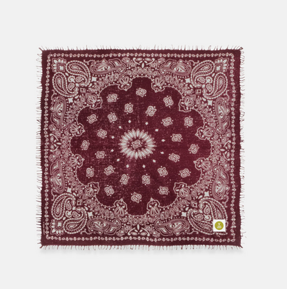 Bandana Paisley O XL mit Fransen - bordeaux/ weiß
