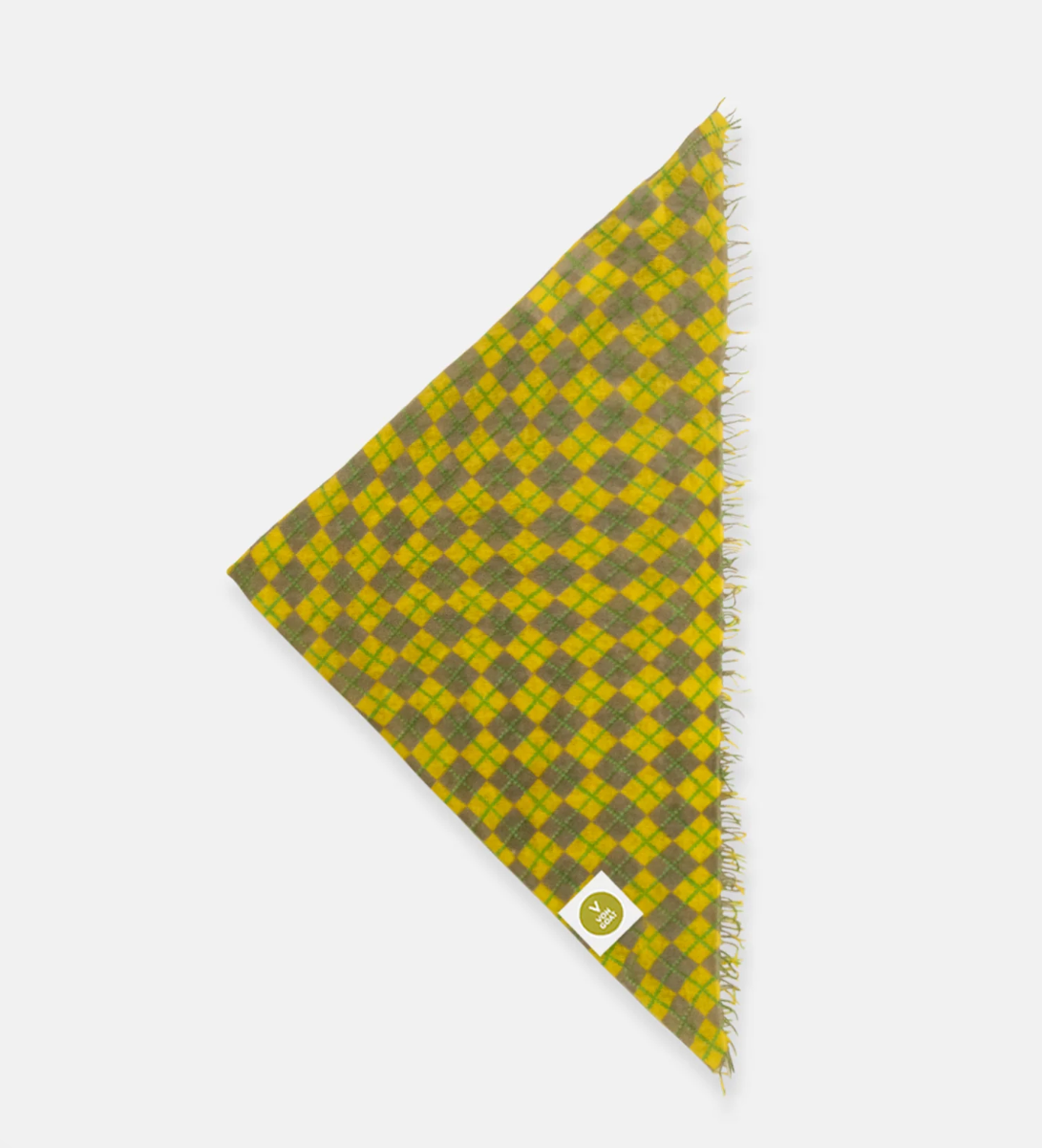 Bandana Karo E mit Fransen - gelb/ grün - karo
