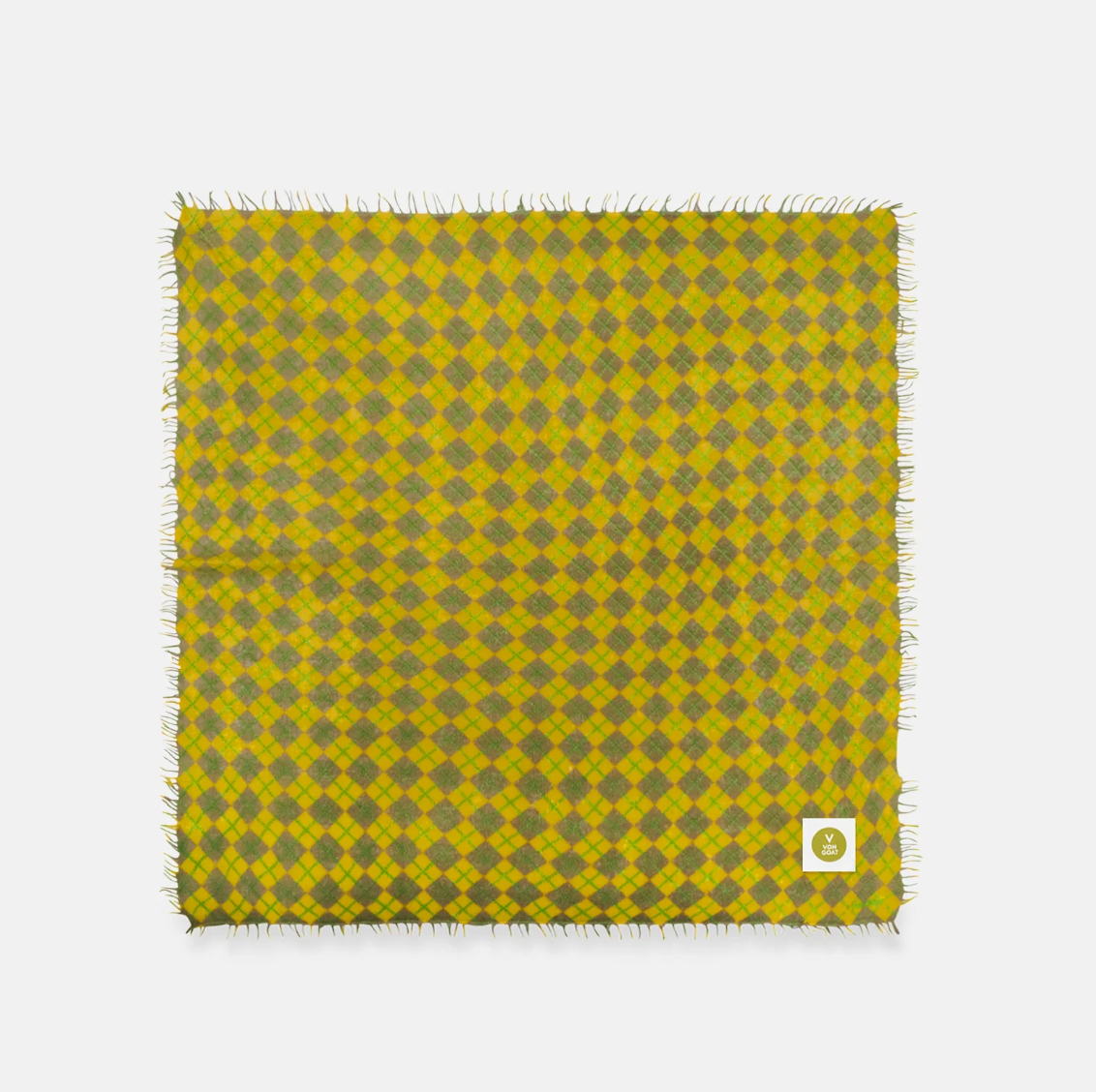 Bandana Karo E mit Fransen - gelb/ grün - karo