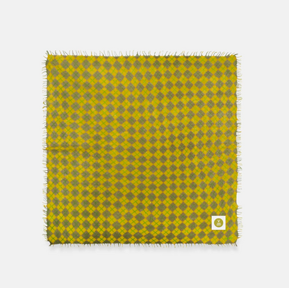 Bandana Karo E mit Fransen - gelb/ grün - karo