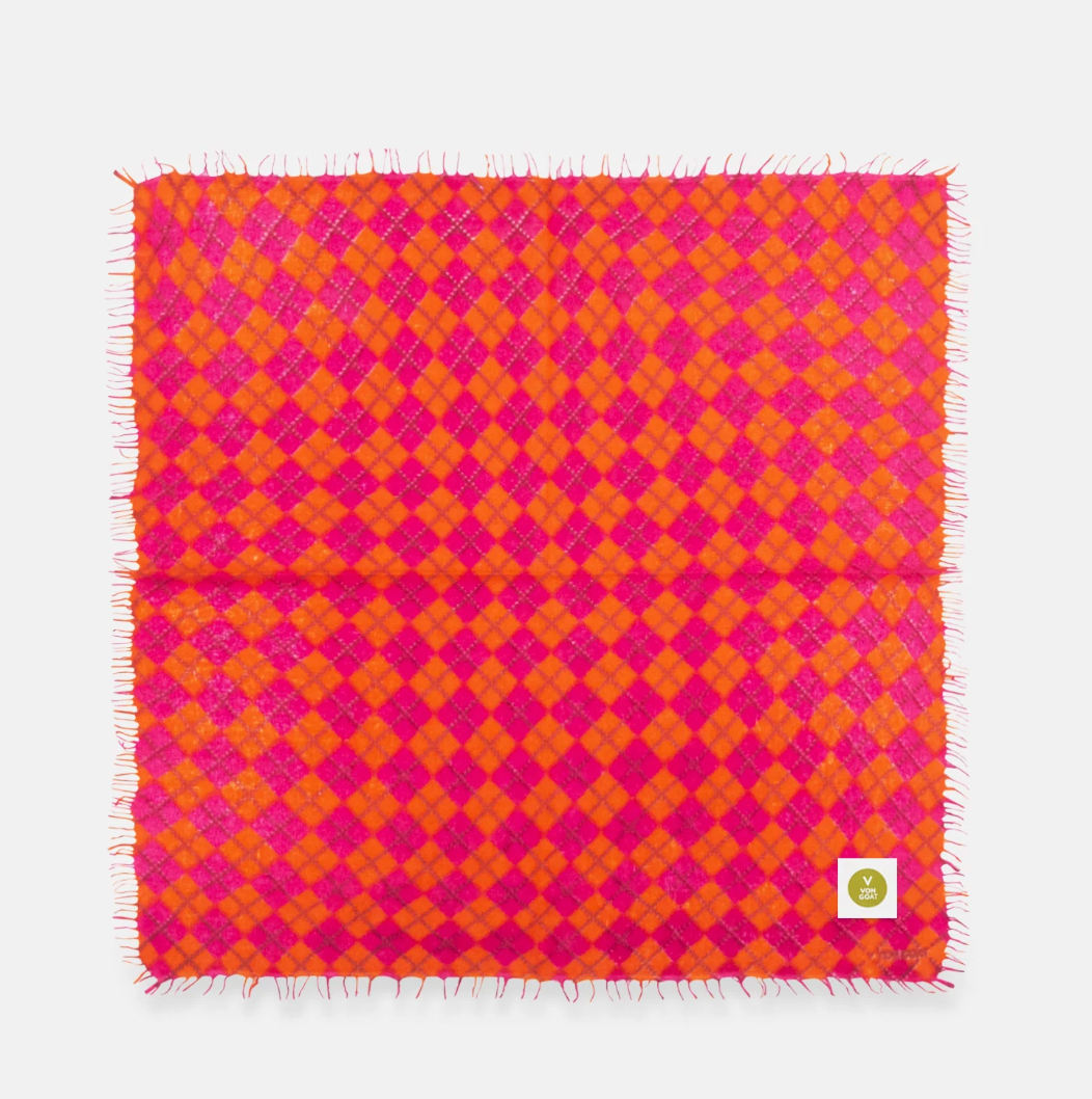 Bandana Karo C mit Fransen - orange/ pink - karo