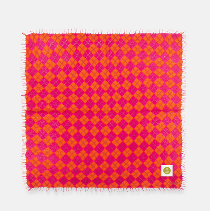 Bandana Karo C mit Fransen - orange/ pink - karo