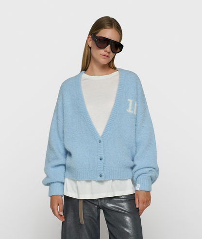 Hairy knit cardigan - angel blue