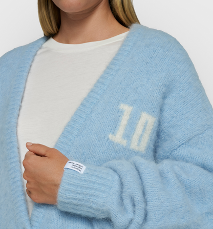 Hairy knit cardigan - angel blue