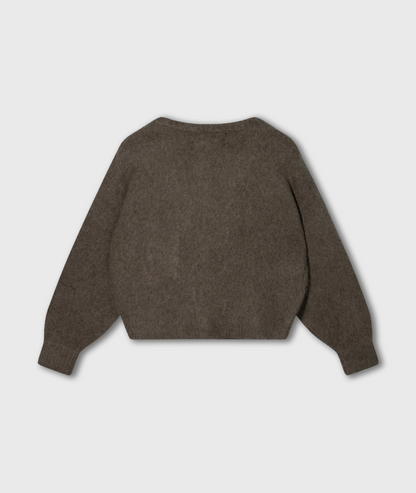 Hairy knit cardigan - portobello