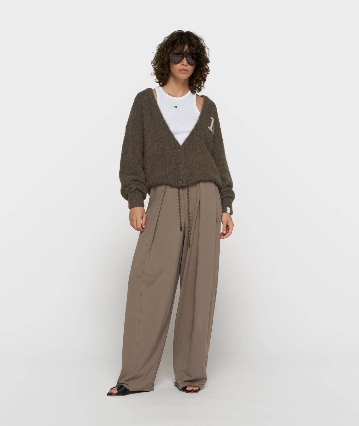 Hairy knit cardigan - portobello