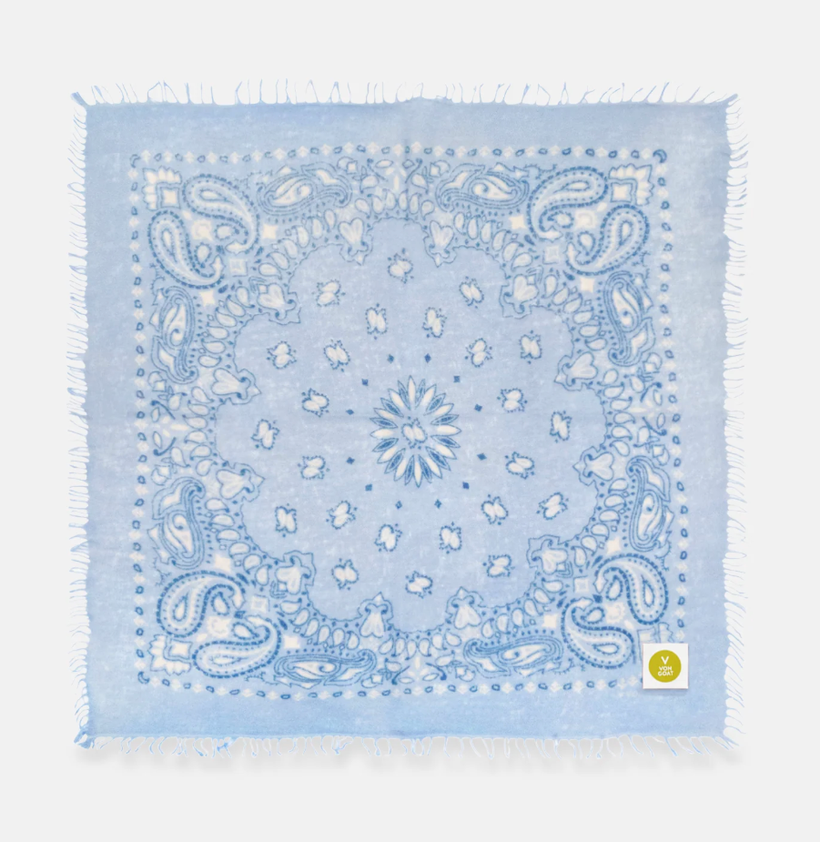 Cashmerebandana Paisley G mit Fransen - hellblau
