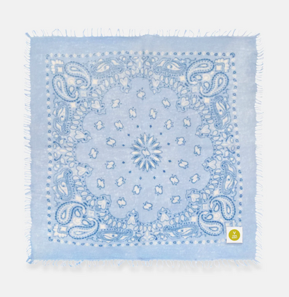 Cashmerebandana Paisley G mit Fransen - hellblau