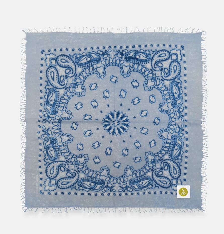 Cashmerebandana Paisley C mit Fransen - blau