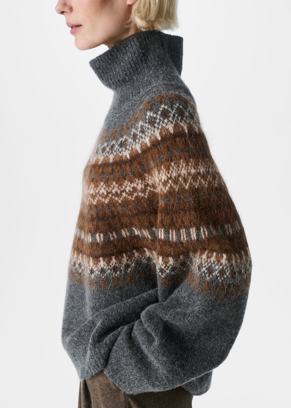 Pullover Chunky Fair Isle Sweater - dark grey melange