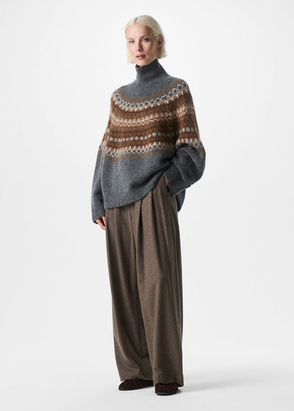 Pullover Chunky Fair Isle Sweater - dark grey melange