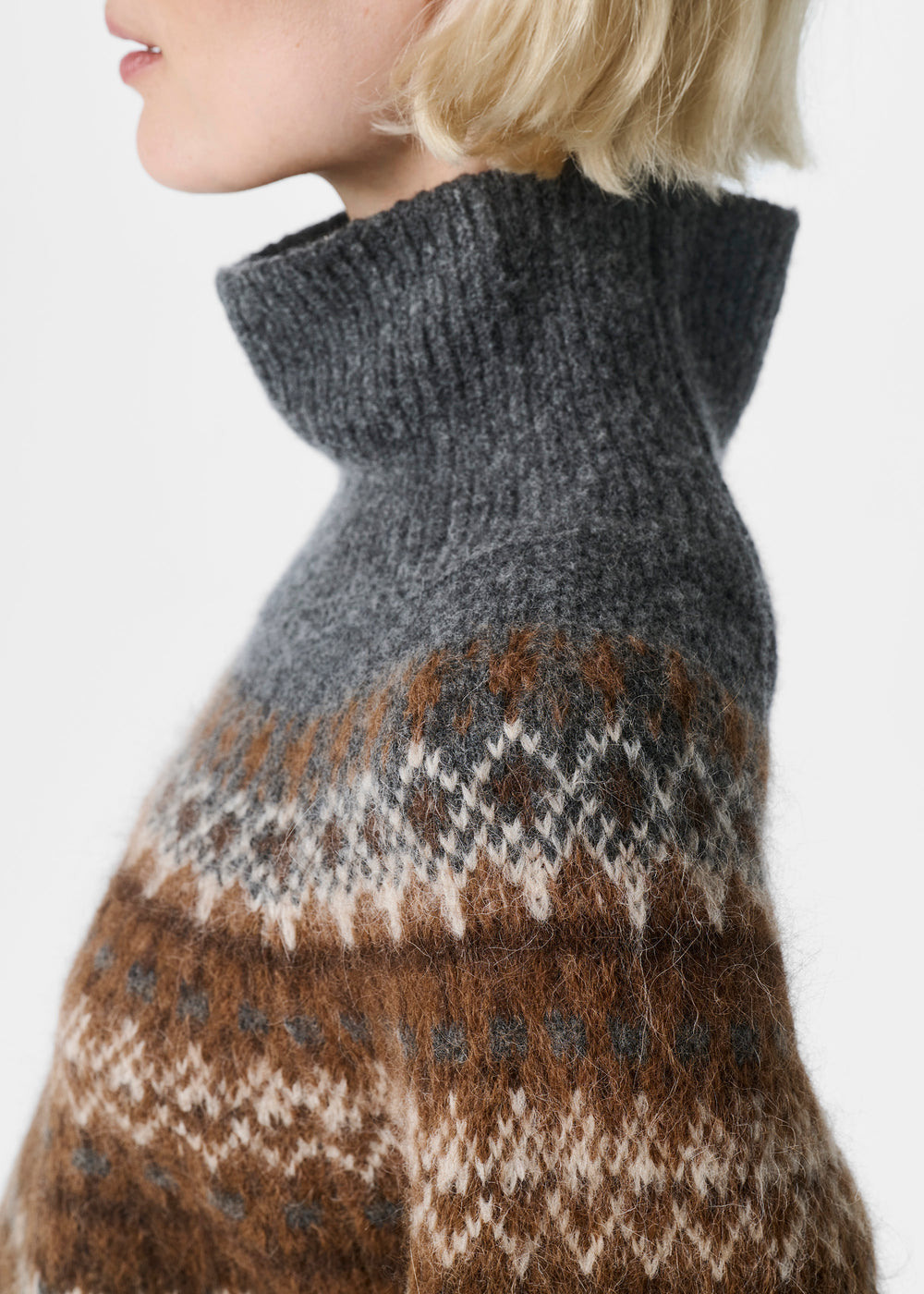 Pullover Chunky Fair Isle Sweater - dark grey melange