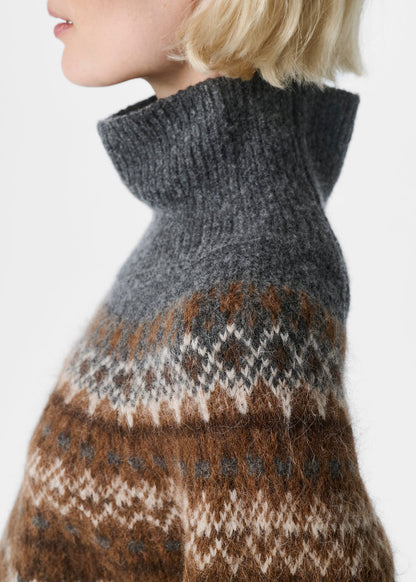 Pullover Chunky Fair Isle Sweater - dark grey melange