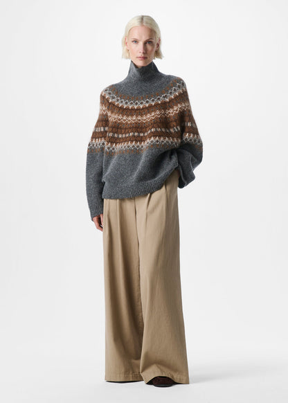 Pullover Chunky Fair Isle Sweater - dark grey melange