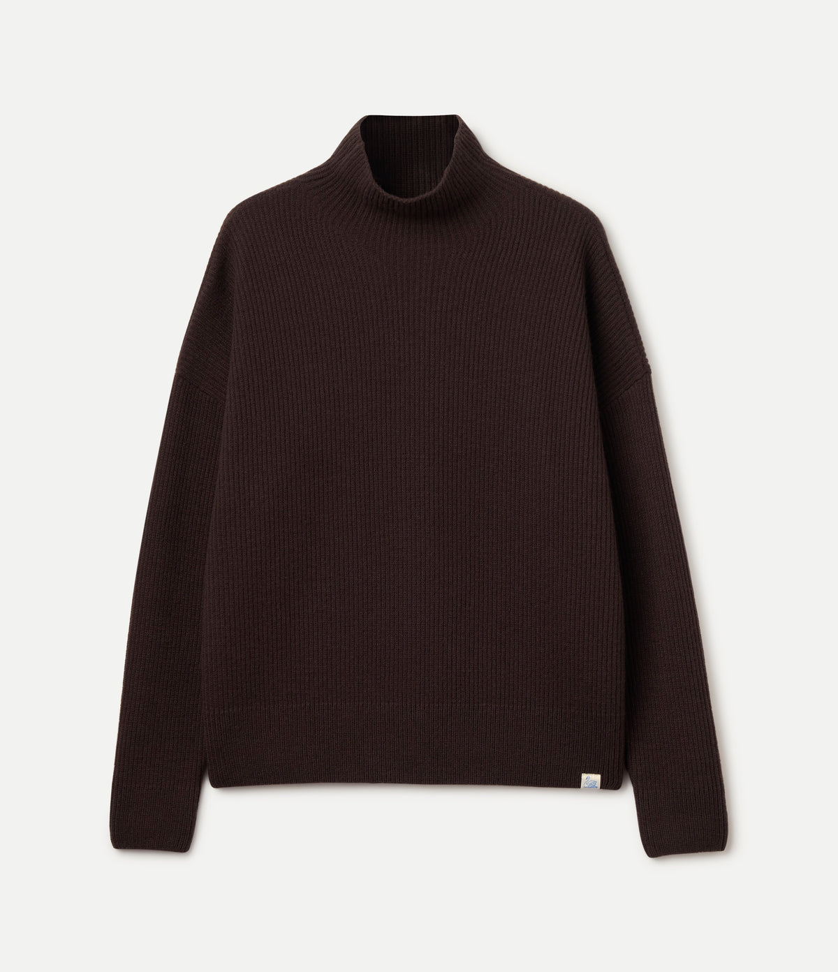 Turtleneck Sweater Relaxed - Merino Wool-Cashmere - espresso