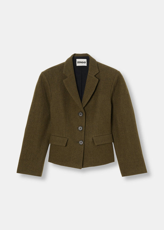 Vintage Wool Waisted Jacket - Fern Green